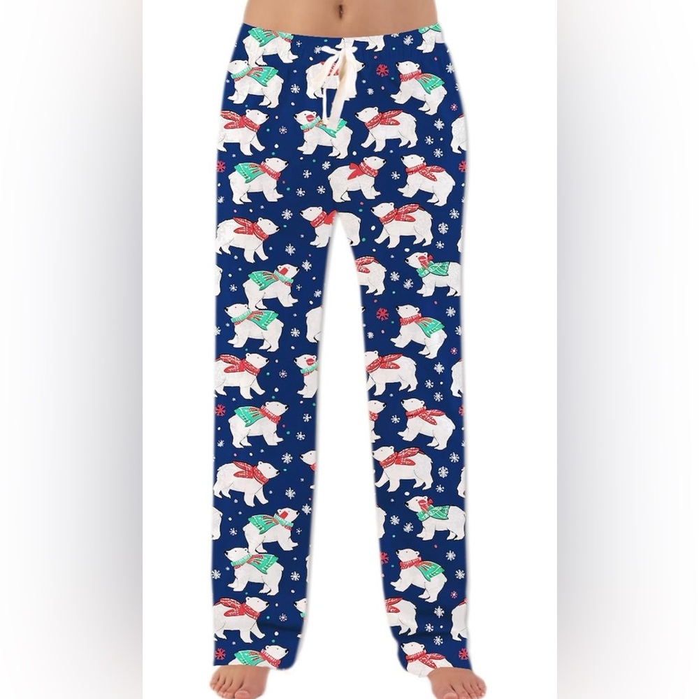 Womens Christmas Holiday Pajamas Comfy Pants with Pockets size M